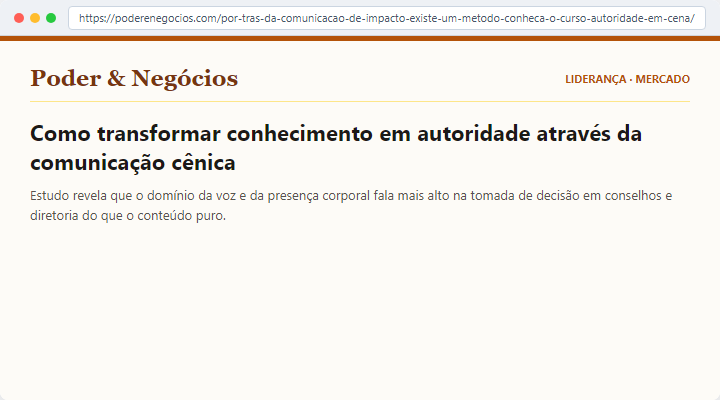Publicação no Poder e Negócios
